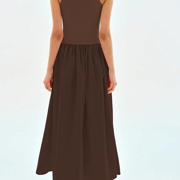 Sleeveless Maxi Dress Cotton Blend Pockets Casual Summer Long with Pockets - Picture 2 of 5